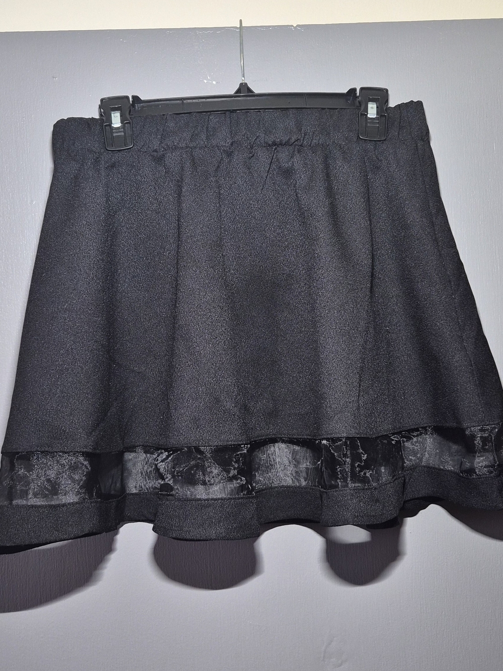 Forever 21 Black Circle Skater Skirt with Sheer Trim